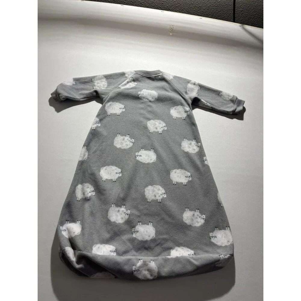 Gray/White Sheep Wearable Blanket Sleepsack Long Sleeve Zip Front 3-6M